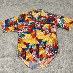 Hutspah Shirt Mens Large Short Sleeve Button Up Hawaiian Vintage Retro Colorful